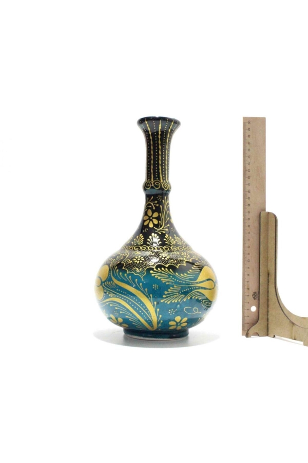 30 Cm Yaldızlı Yeşil Gözyaşı Çini Vazo - 1