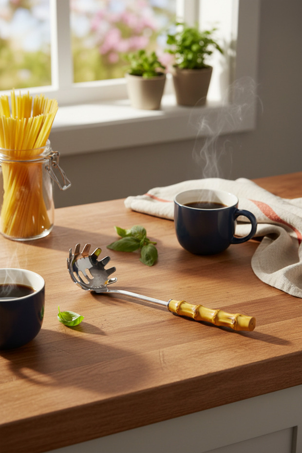 Bambum Mundo - Bambu Saplı Spagetti Kaşığı 29*7,5cm