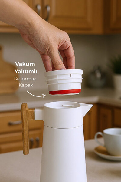 Bambum North - Bambu Saplı Çelik Termos Beyaz 2 Litre - 4