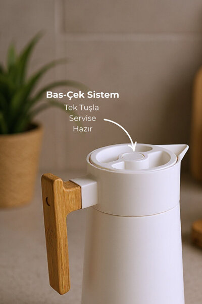 Bambum North - Bambu Saplı Çelik Termos Beyaz 2 Litre - 5