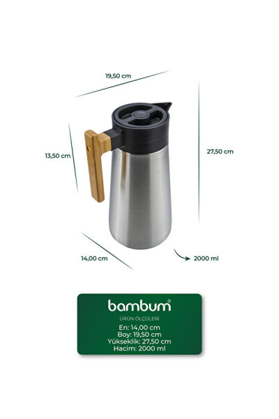 Bambum North - Bambu Saplı Çelik Termos Inox 2 Litre - 5