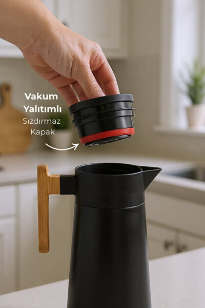 Bambum North - Bambu Saplı Çelik Termos Siyah 2 Litre - 6