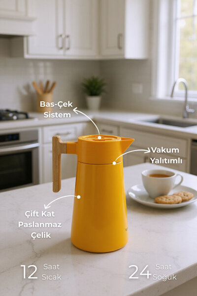 Bambum North - Bambu Saplı Çelik Termos Turuncu 2 Litre - 3