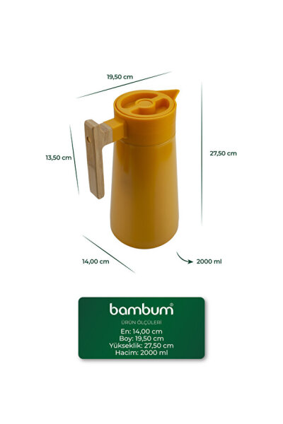 Bambum North - Bambu Saplı Çelik Termos Turuncu 2 Litre - 7
