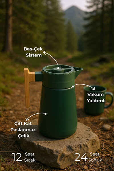 Bambum North - Bambu Saplı Çelik Termos Yeşil 1,5 Litre - 2
