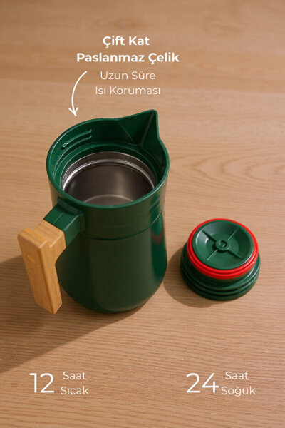 Bambum North - Bambu Saplı Çelik Termos Yeşil 1,5 Litre - 5