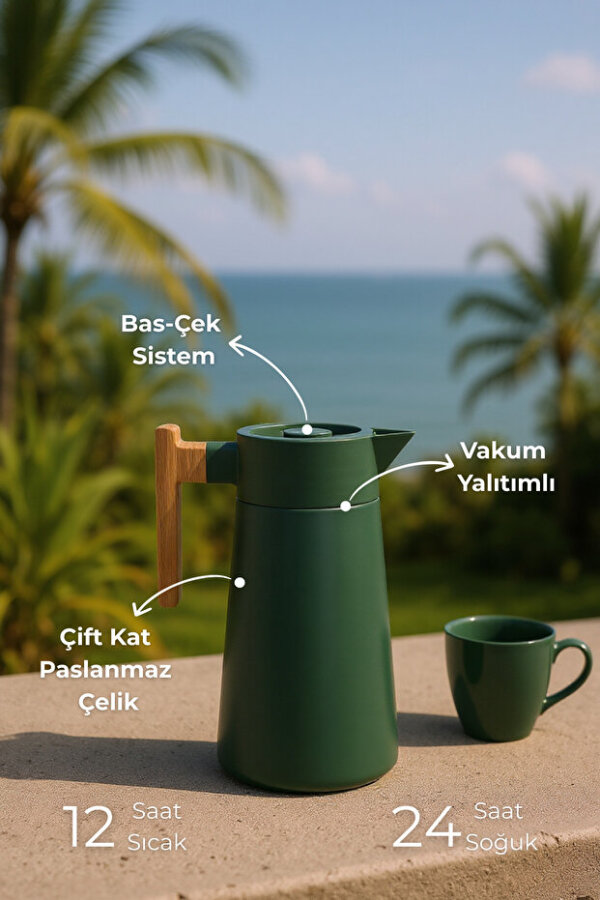 Bambum North - Bambu Saplı Çelik Termos Yeşil 2 Litre - 3