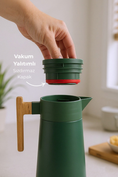 Bambum North - Bambu Saplı Çelik Termos Yeşil 2 Litre - 4