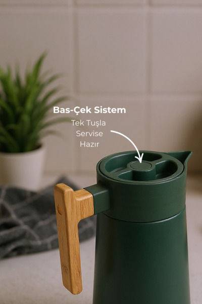 Bambum North - Bambu Saplı Çelik Termos Yeşil 2 Litre - 6