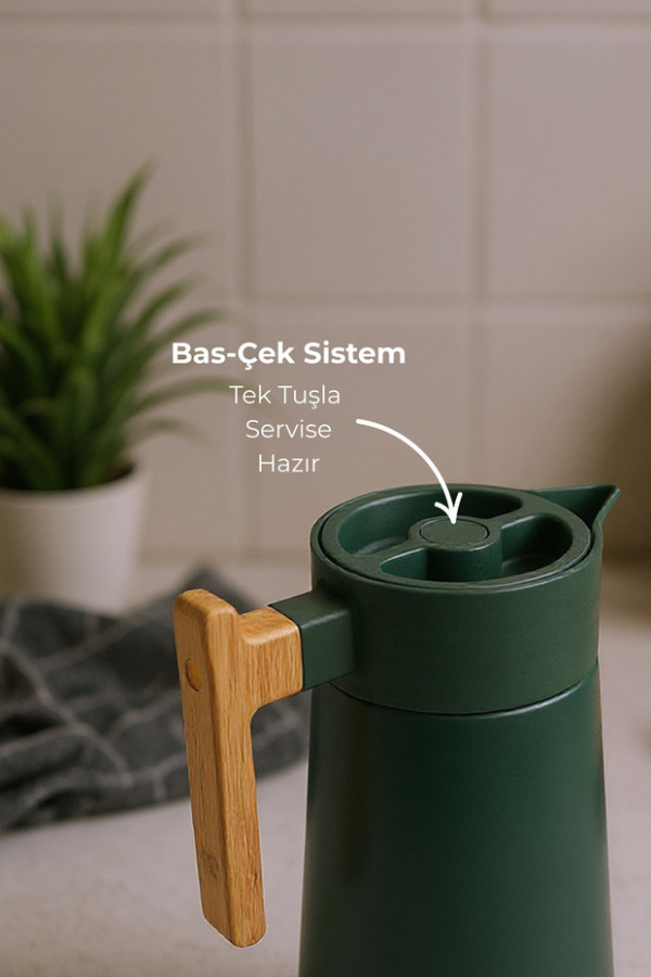 Bambum North - Bambu Saplı Çelik Termos Yeşil 2 Litre - 6