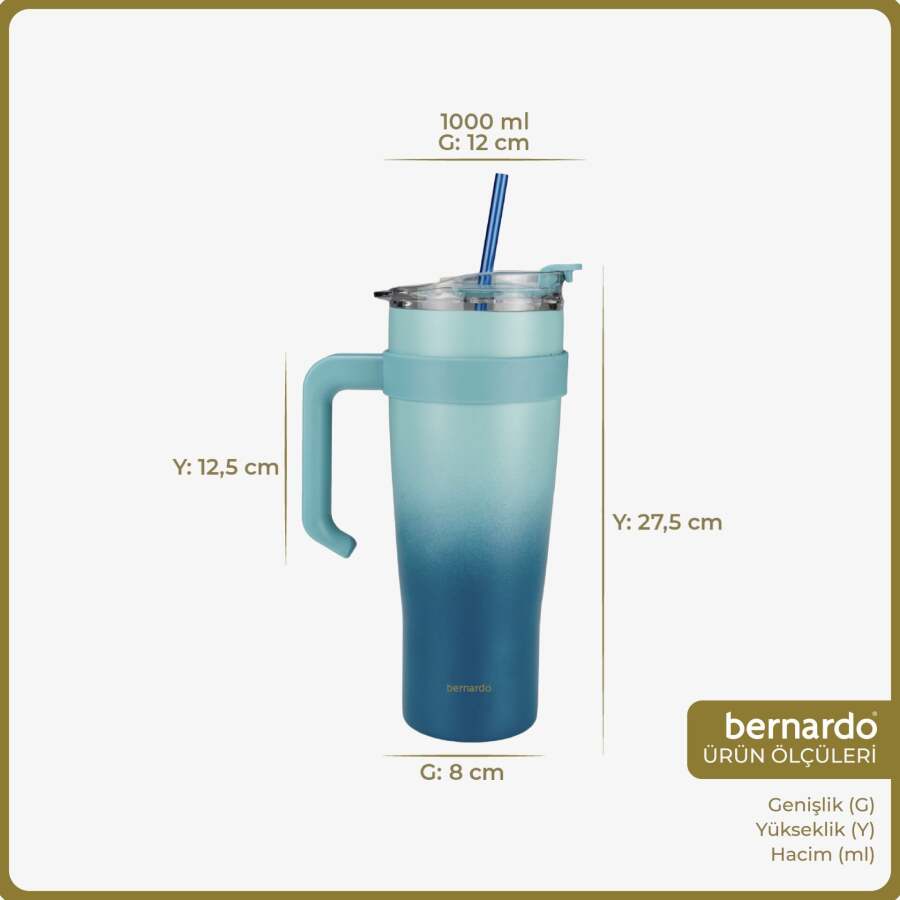 Bernardo Alto Pipetli Termos Bardak Lacivert 1000ml - 2