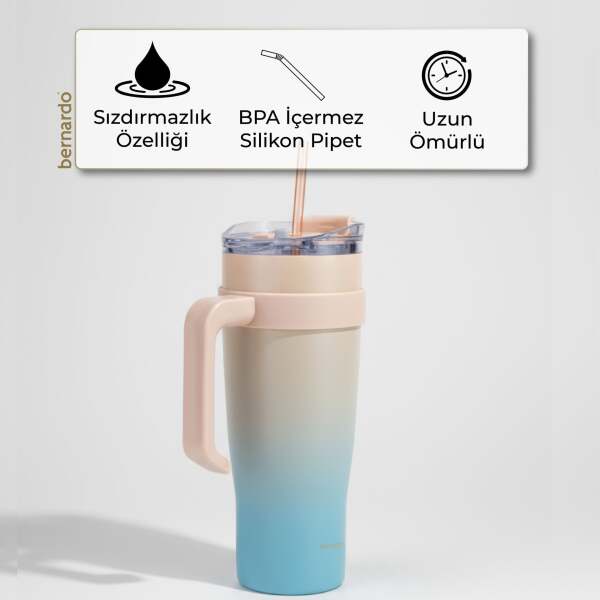 Bernardo Alto Pipetli Termos Bardak Turkuaz 1000ml - 5