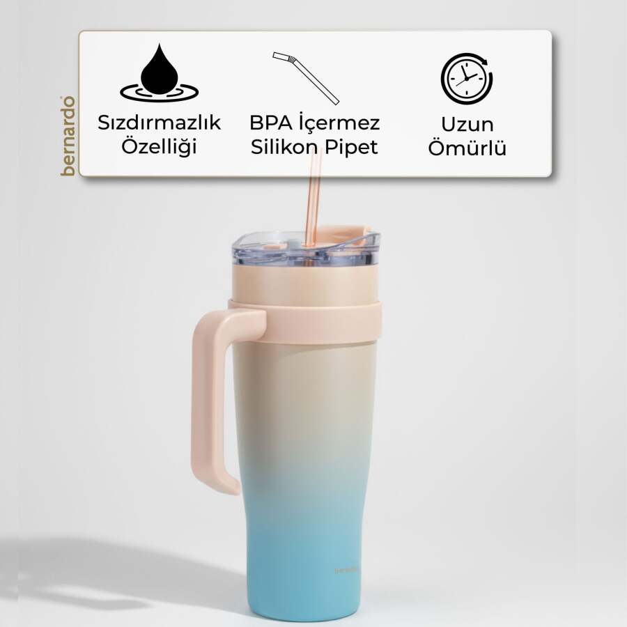 Bernardo Alto Pipetli Termos Bardak Turkuaz 1000ml - 5