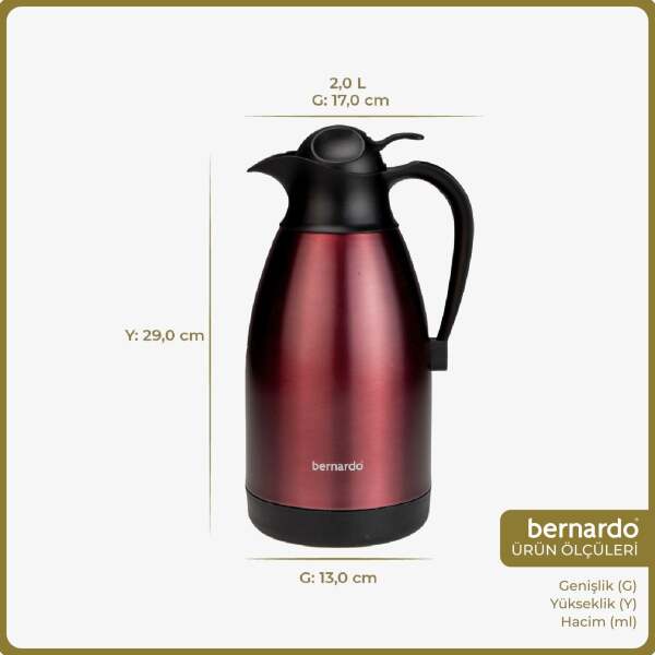 Bernardo Grandio Çelik Termos Bordo 2 Litre - 2