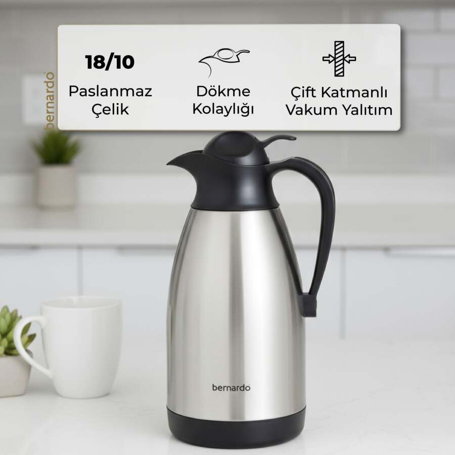 Bernardo Grandio Çelik Termos Inox 2 Litre - 6