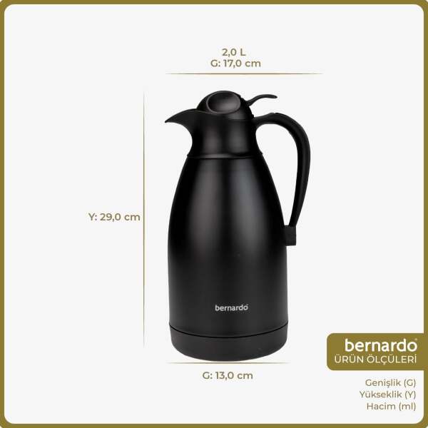 Bernardo Grandio Çelik Termos Siyah 2 Litre - 2
