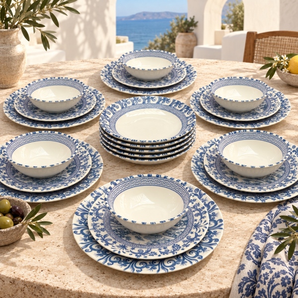Bernardo Mavi Outlet 24 Parça 6 Kişilik Yemek Takımı