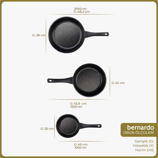 Bernardo Olimpos 3'lü Tava Seti 20 24 28 cm - 2