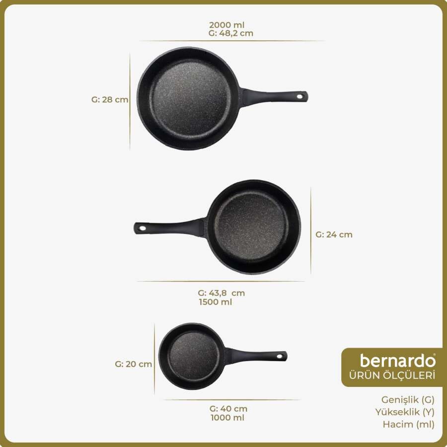 Bernardo Olimpos 3'lü Tava Seti 20 24 28 cm - 2