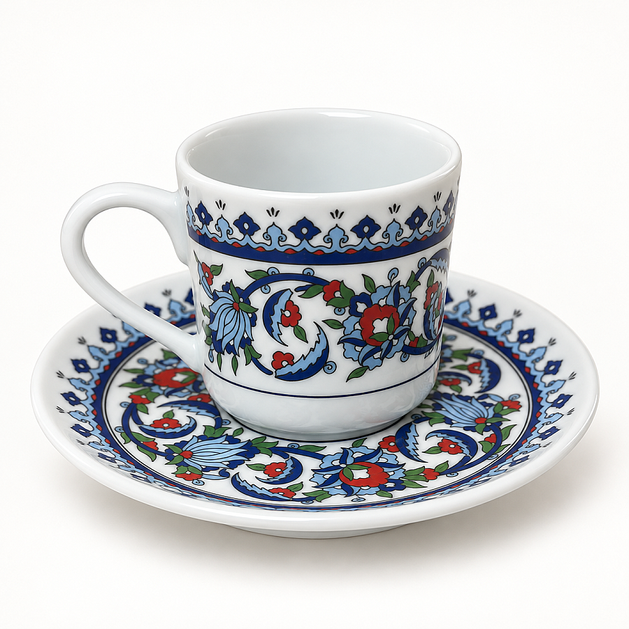 Çini Desenli 6 Kişilik 12 Parça Kahve Fincan Takımı - Outlet - 3