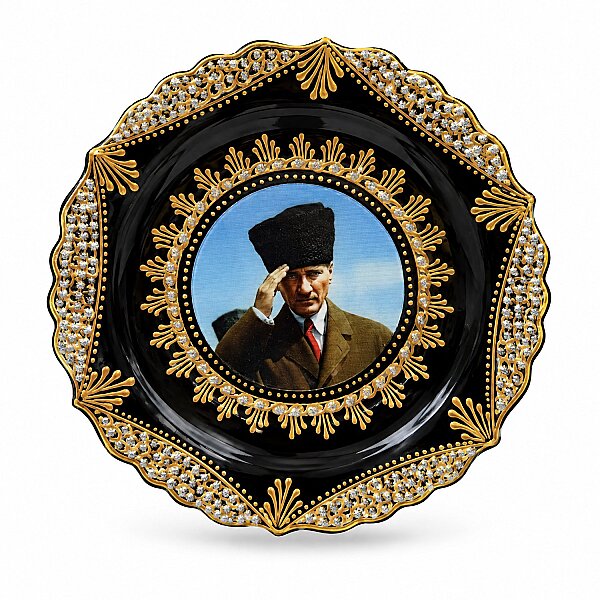 Duvar Tabağı Atatürk Kalpaklı Siyah - 2