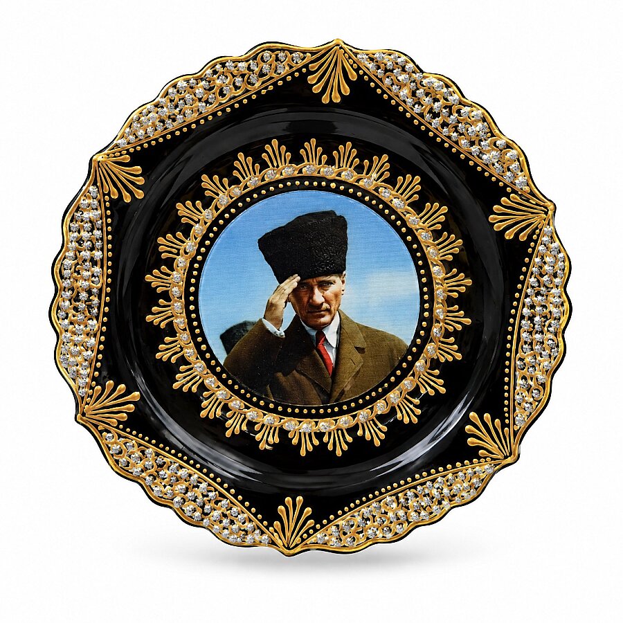 Duvar Tabağı Atatürk Kalpaklı Siyah - 2
