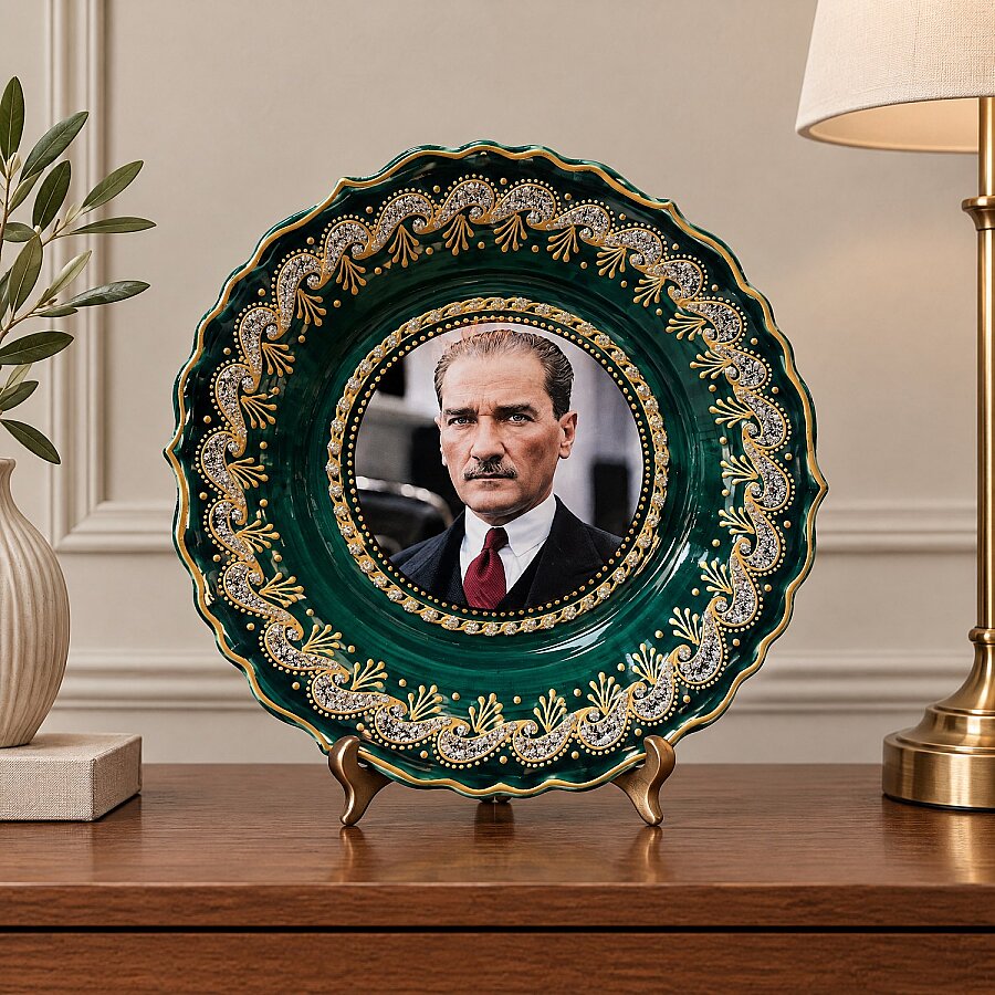 Duvar Tabağı Atatürk Yeşil - 1