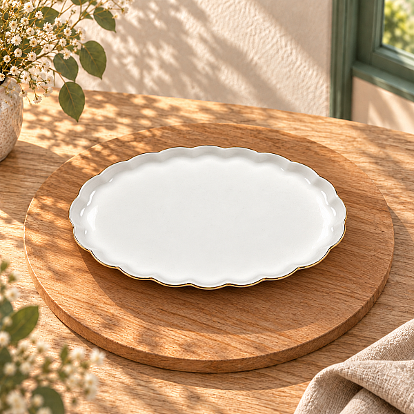 Farika Porselen Habbe Altın Yaldızlı 25 cm 2’li Kayık Tabak