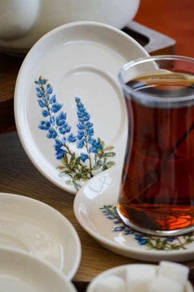 Farika Porselen Hazeran 6'lı Porselen Çay Tabağı Seti - 7