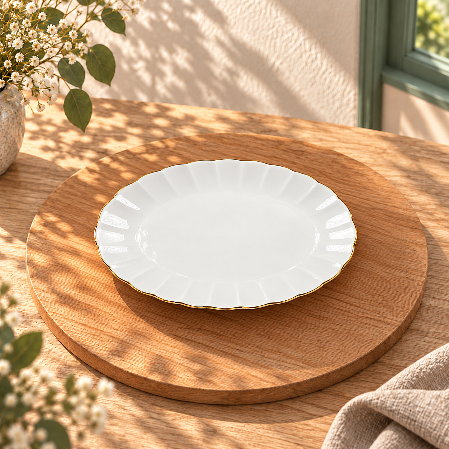 Farika Porselen Işıl Altın Yaldızlı 20 cm 2’li Kayık Tabak - 1
