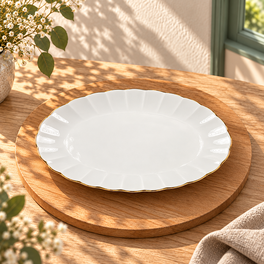 Farika Porselen Işıl Altın Yaldızlı 25 cm 2’li Kayık Tabak - 1