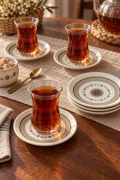 Farika Porselen Minel 6'lı Çay Tabağı Seti - 3