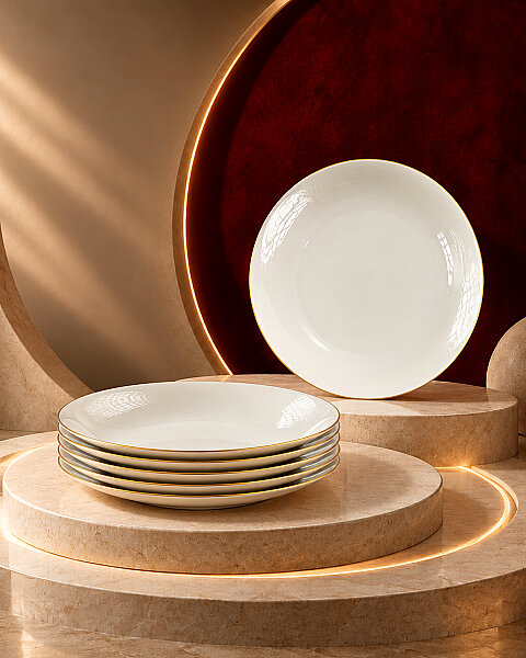 Güral Porselen Atina Mat Gold File 6'lı Pasta Tabağı - Outlet