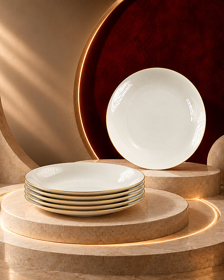 Güral Porselen Atina Mat Gold File 6'lı Pasta Tabağı - Outlet - 1