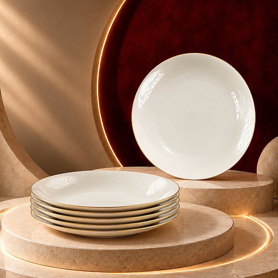 Güral Porselen Atina Mat Gold File 6'lı Pasta Tabağı - Outlet - 2