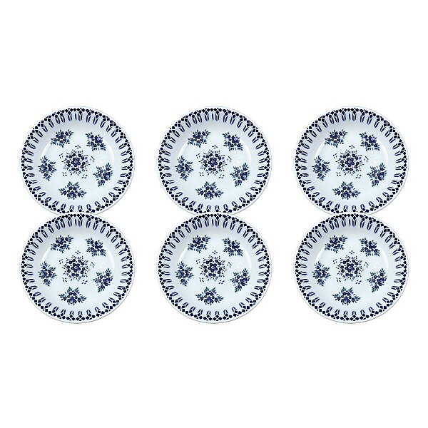 Güral Porselen Camelia 1654 Mavi Desenli 14 cm Çerez Kasesi / Kahvaltılık 6’lı Set