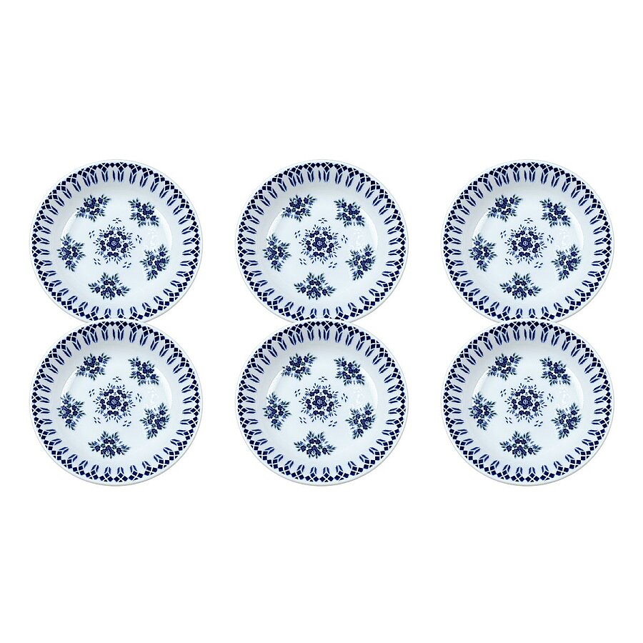 Güral Porselen Camelia 1654 Mavi Desenli 14 cm Çerez Kasesi / Kahvaltılık 6’lı Set - 1