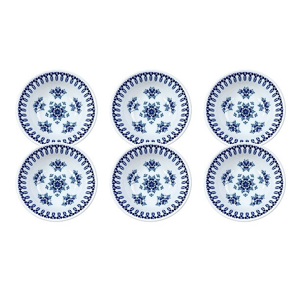 Güral Porselen Camelia 1654 Mavi Desenli 14 cm Çorba Kasesi 6’lı Set