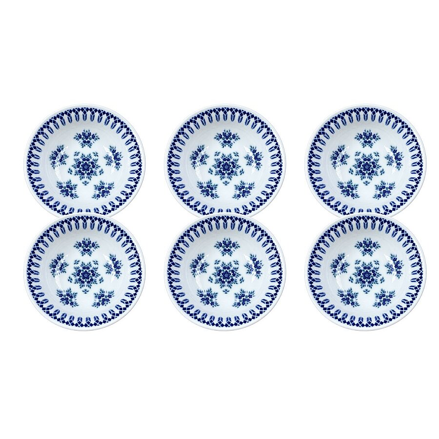 Güral Porselen Camelia 1654 Mavi Desenli 14 cm Çorba Kasesi 6’lı Set - 1