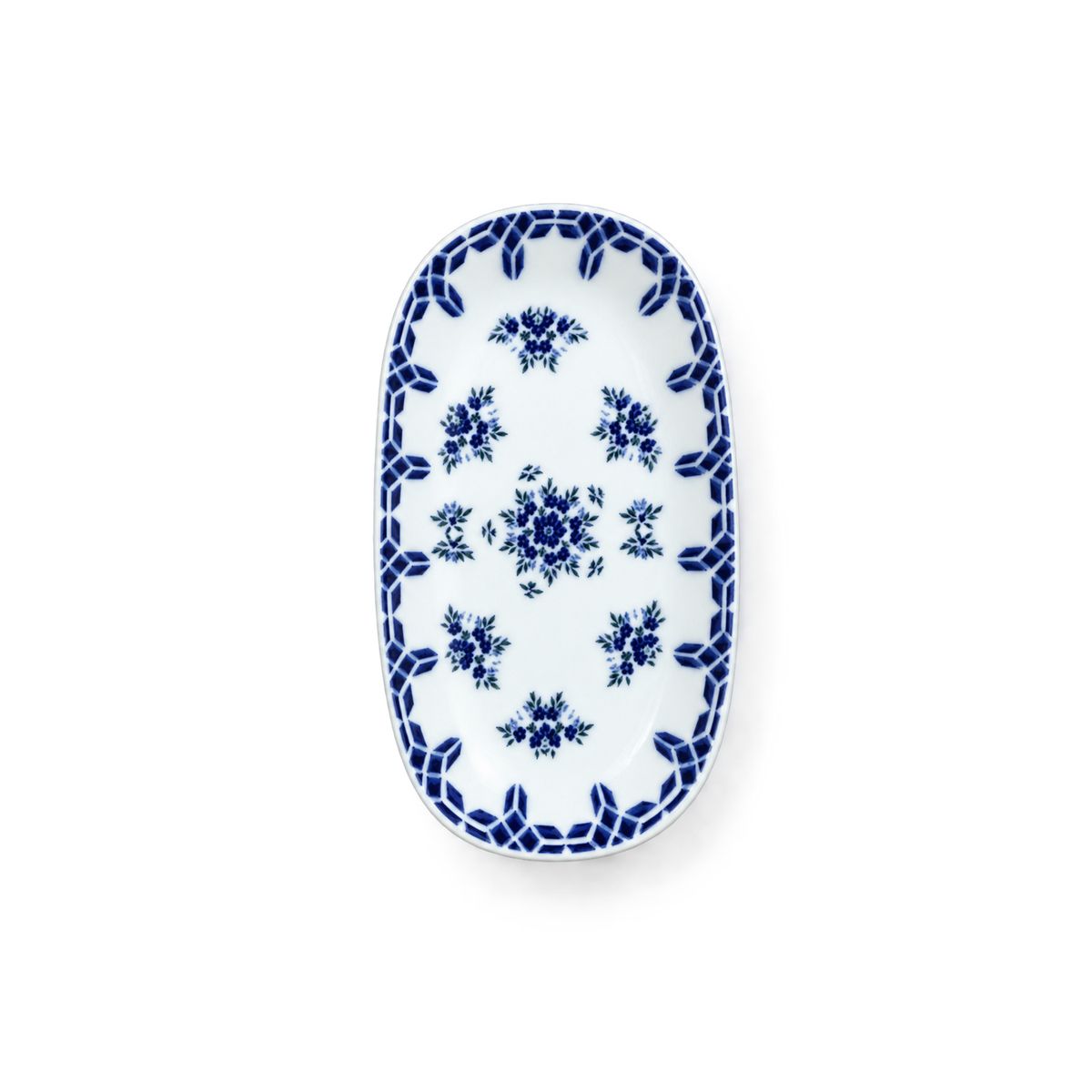 Güral Porselen Camelia 1654 Mavi Desenli 15 cm Kayık Meze Tabağı 6’lı Set