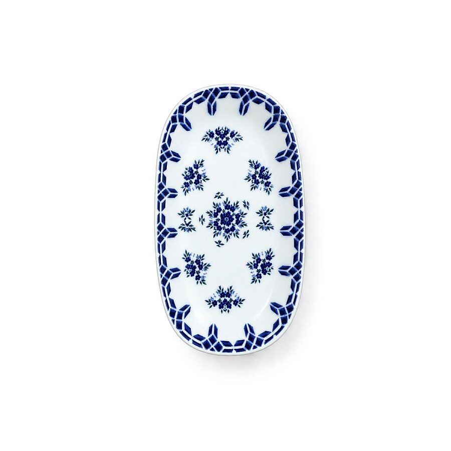 Güral Porselen Camelia 1654 Mavi Desenli 15 cm Kayık Meze Tabağı 6’lı Set - 2