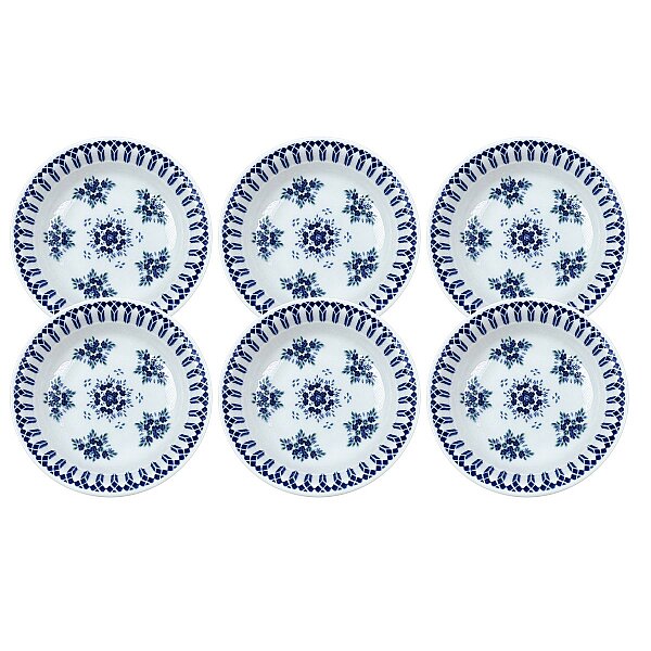 Güral Porselen Camelia 1654 Mavi Desenli 17 cm Sulu Yemek Tabağı 6’lı Set