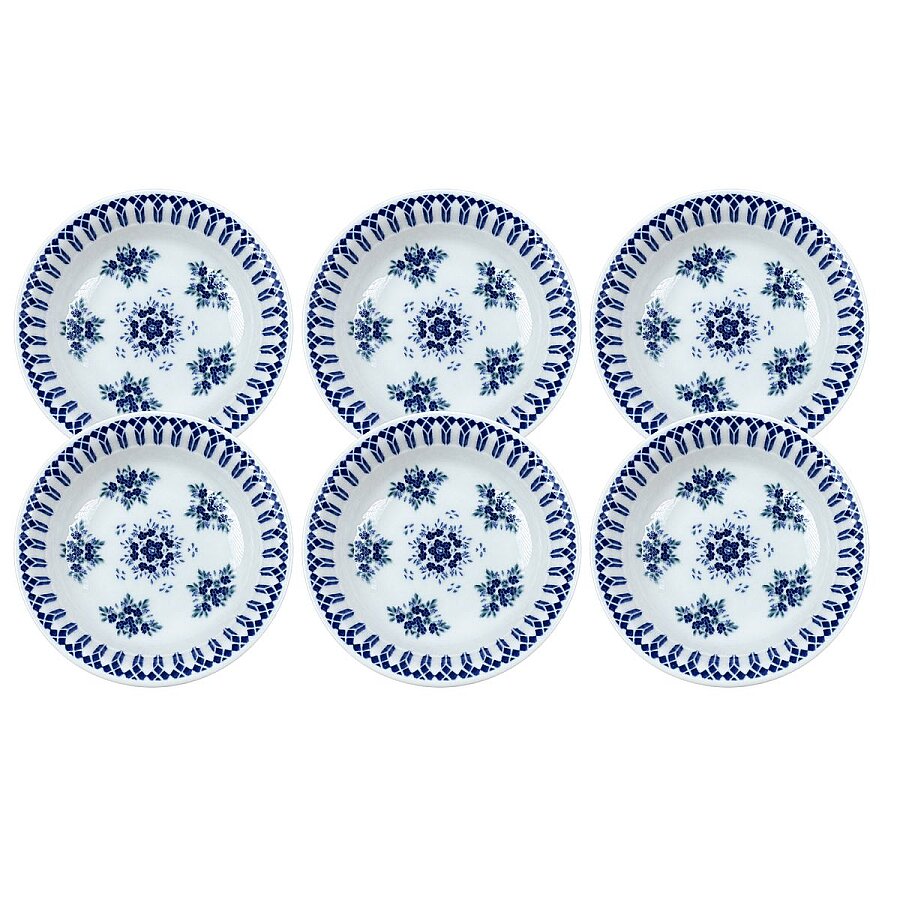 Güral Porselen Camelia 1654 Mavi Desenli 17 cm Sulu Yemek Tabağı 6’lı Set - 1