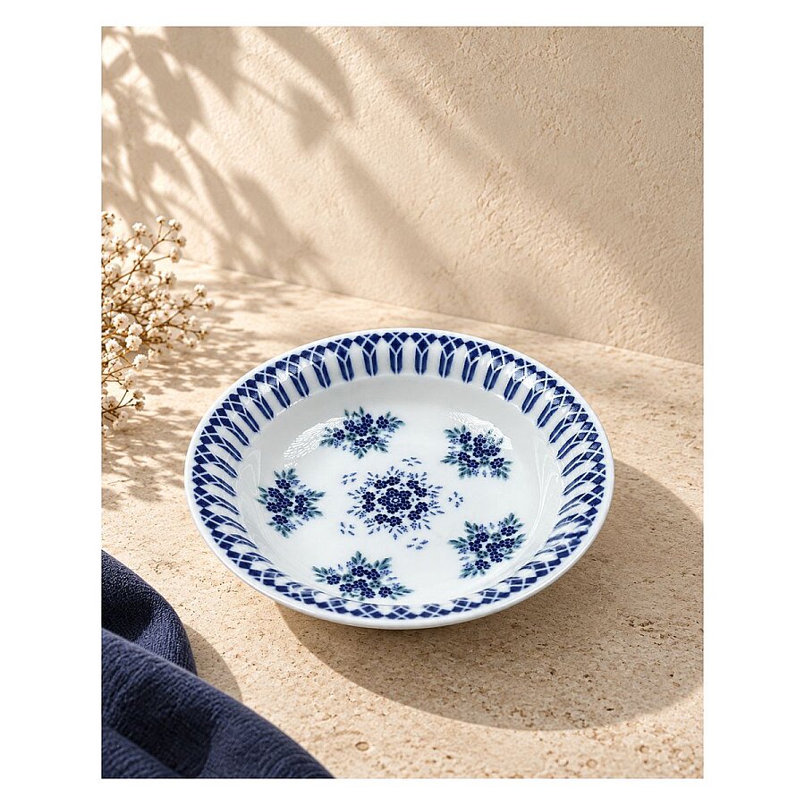 Güral Porselen Camelia 1654 Mavi Desenli 17 cm Sulu Yemek Tabağı 6’lı Set - 3