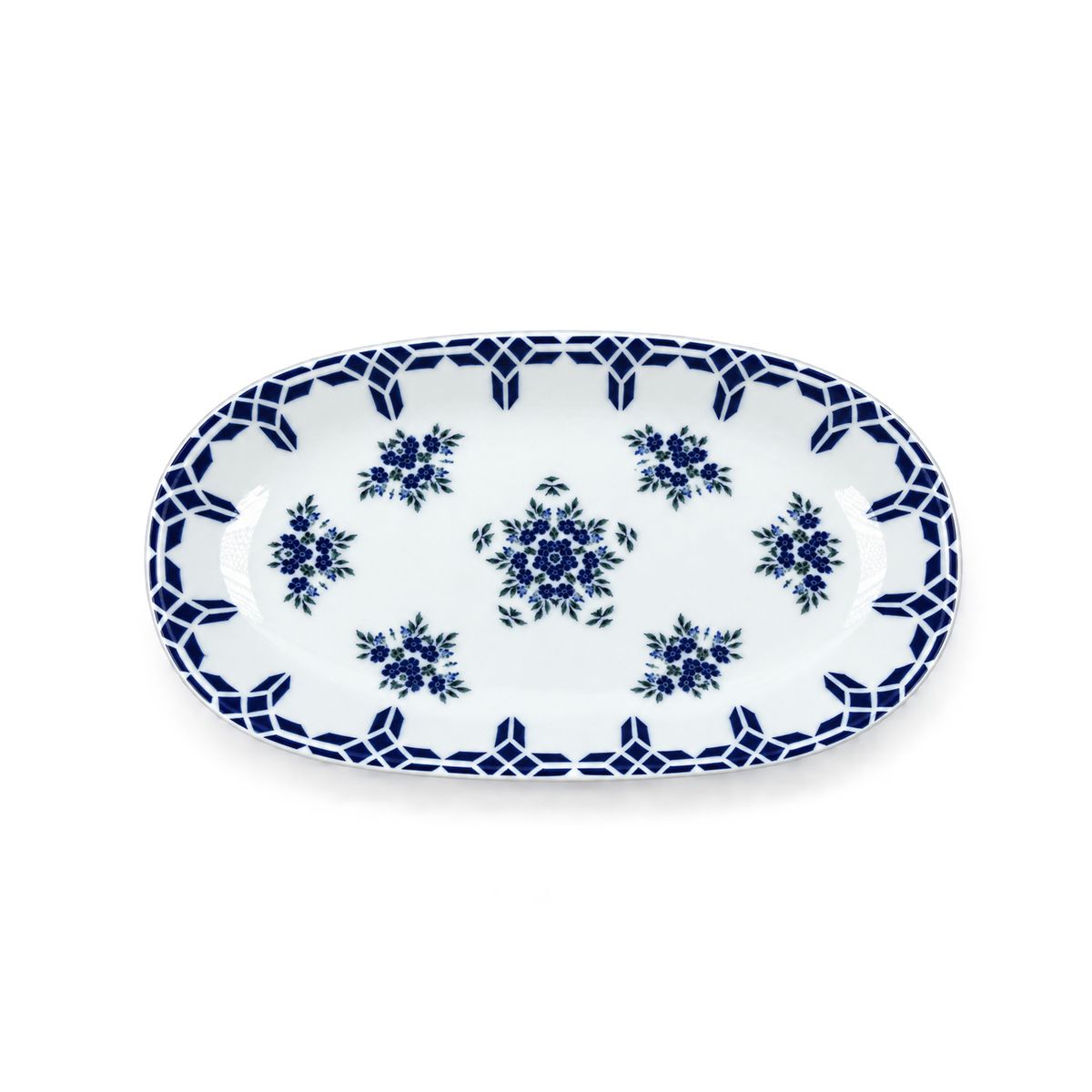 Güral Porselen Camelia 1654 Mavi Desenli 19 cm Kayık Tabak 6’lı Set