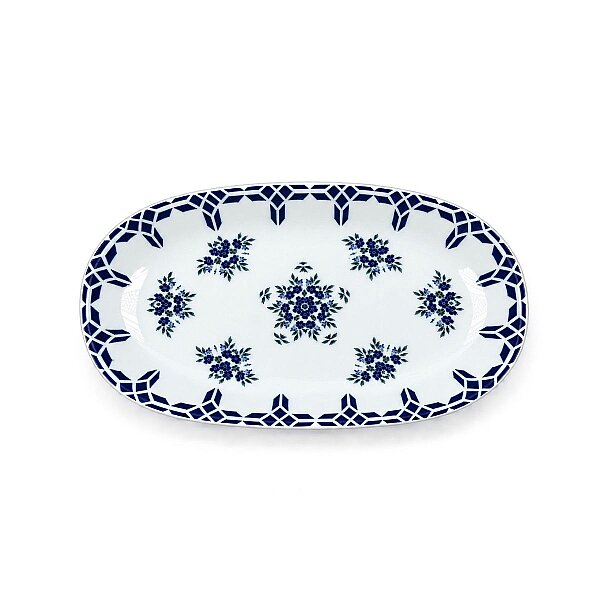Güral Porselen Camelia 1654 Mavi Desenli 19 cm Kayık Tabak 6’lı Set - 2
