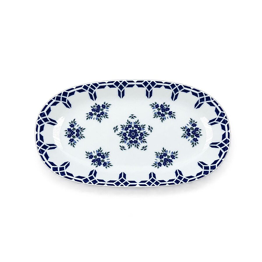 Güral Porselen Camelia 1654 Mavi Desenli 19 cm Kayık Tabak 6’lı Set - 2