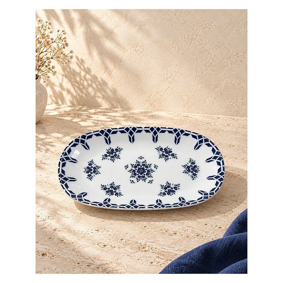 Güral Porselen Camelia 1654 Mavi Desenli 19 cm Kayık Tabak 6’lı Set - 3