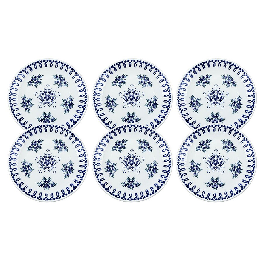 Güral Porselen Camelia 1654 Mavi Desenli 19 cm Pasta Tabağı 6’lı Set - 1