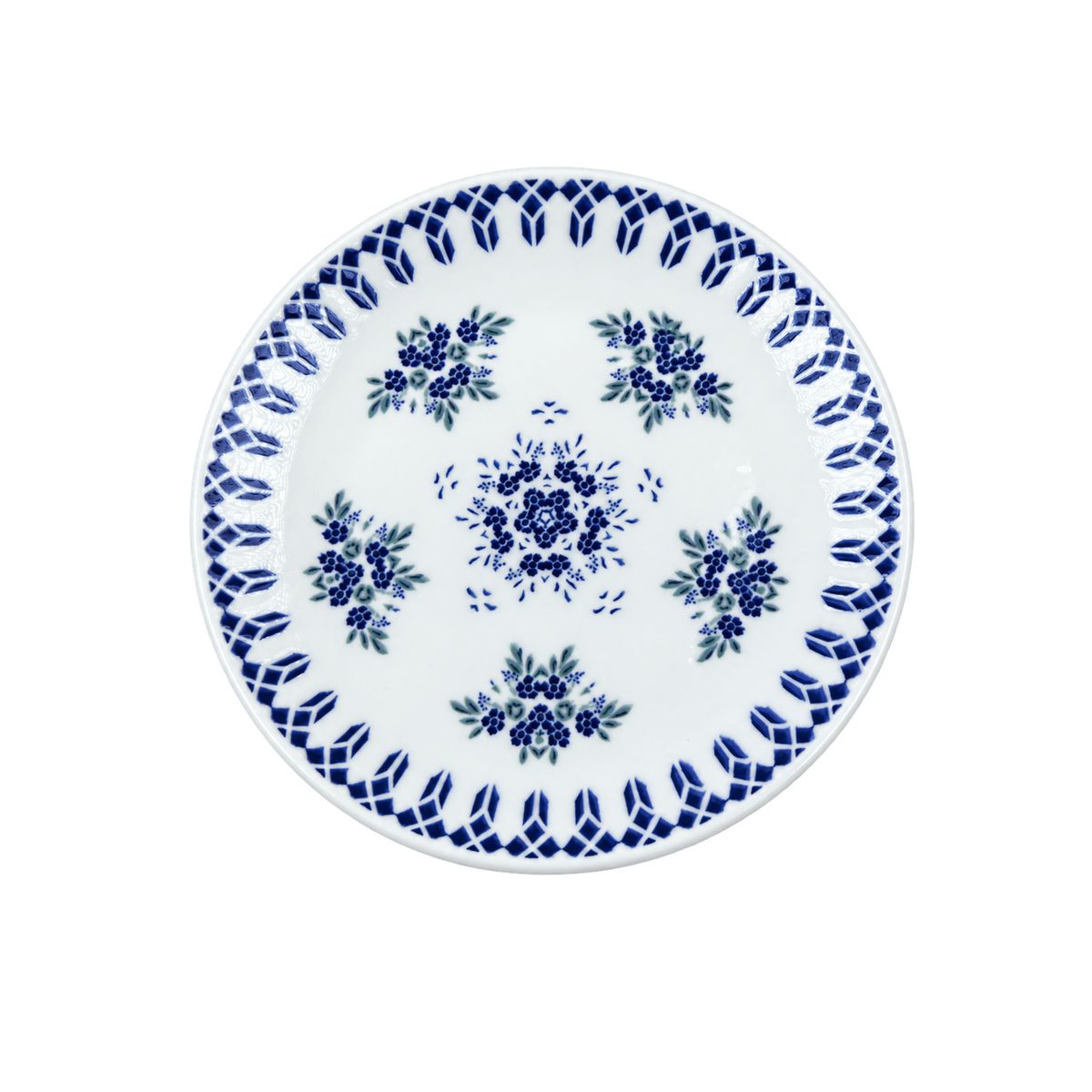 Güral Porselen Camelia 1654 Mavi Desenli 19 cm Pasta Tabağı 6’lı Set